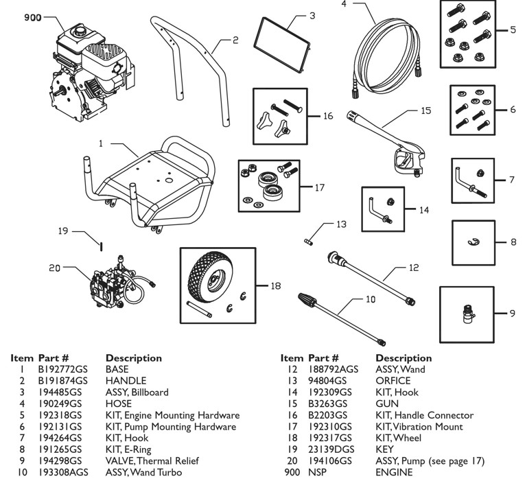 Briggs & Stratton pressure washer model 020216 replacement parts, pump